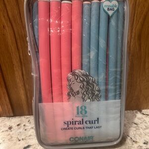 Conair Spiral Curl 18 Flexible Foam Hair Rollers Pink & Blue Small Medium